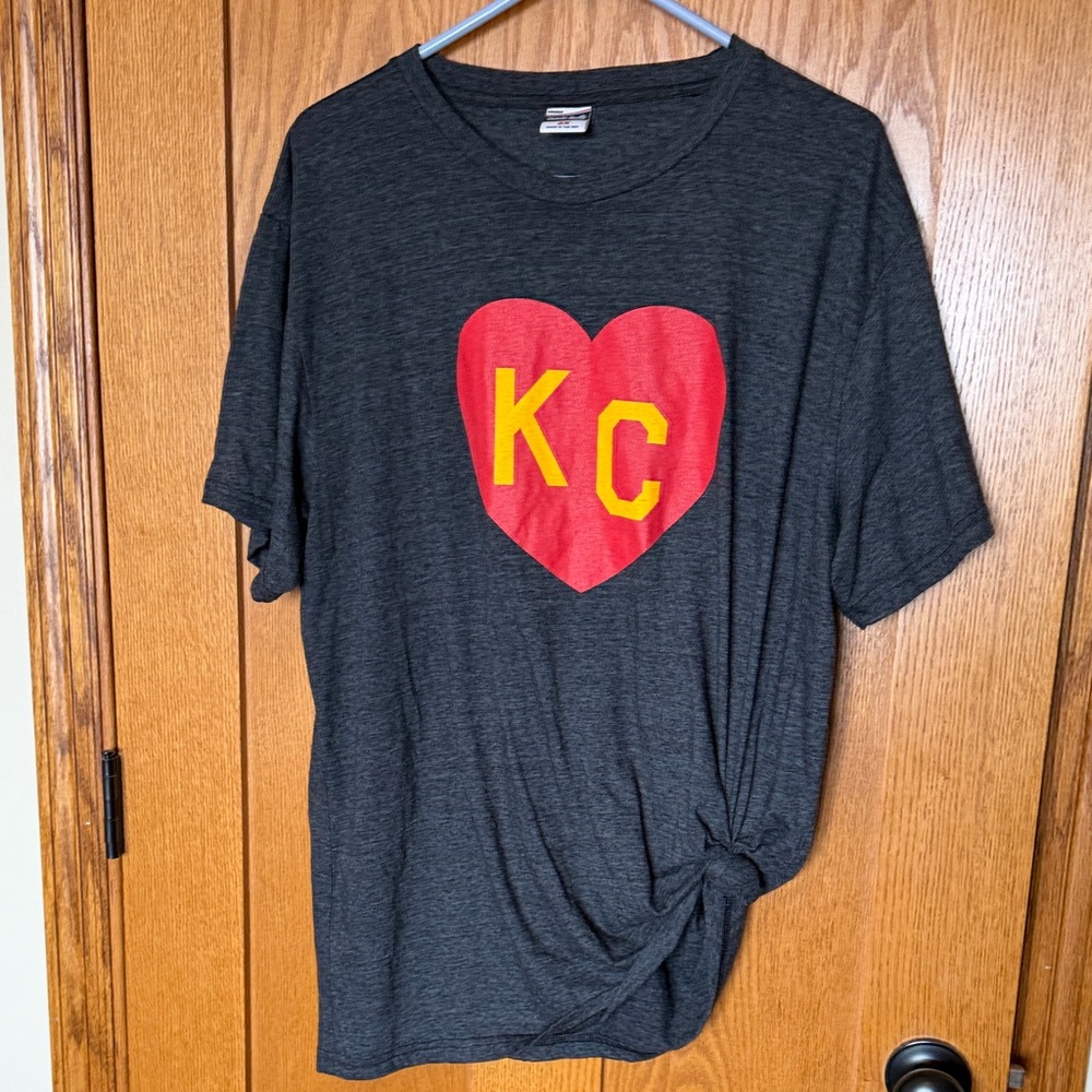Charcoal Gray Women's Tee with Red Heart Design